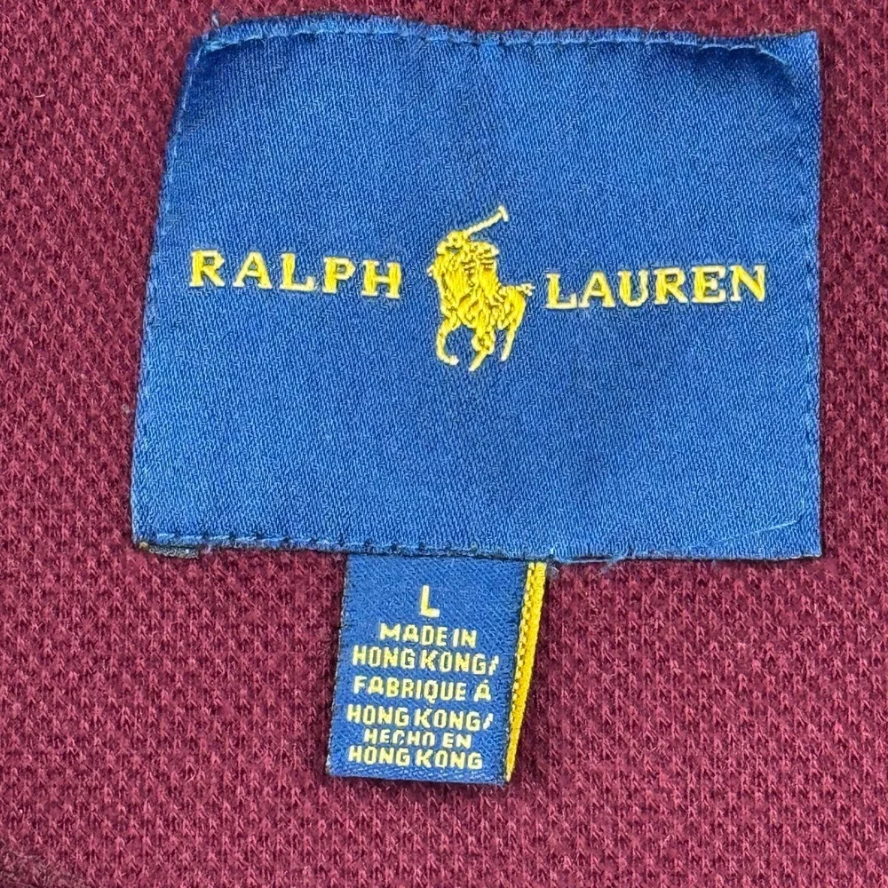 Polo Ralph Lauren Sweater Mens Large Red Pullover 1/4 Zip Made In Hong‎ Kong